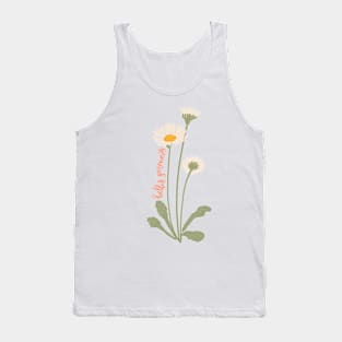 Daisy Flower Illustration With Latin Name Bellis Perennis Tank Top